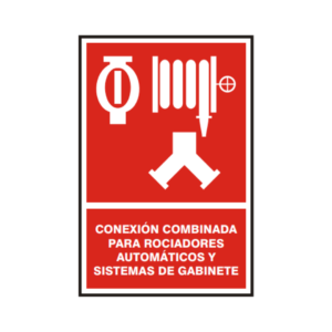 Señal vinil combinada para rociadores automáticos y sistemas de gabinete