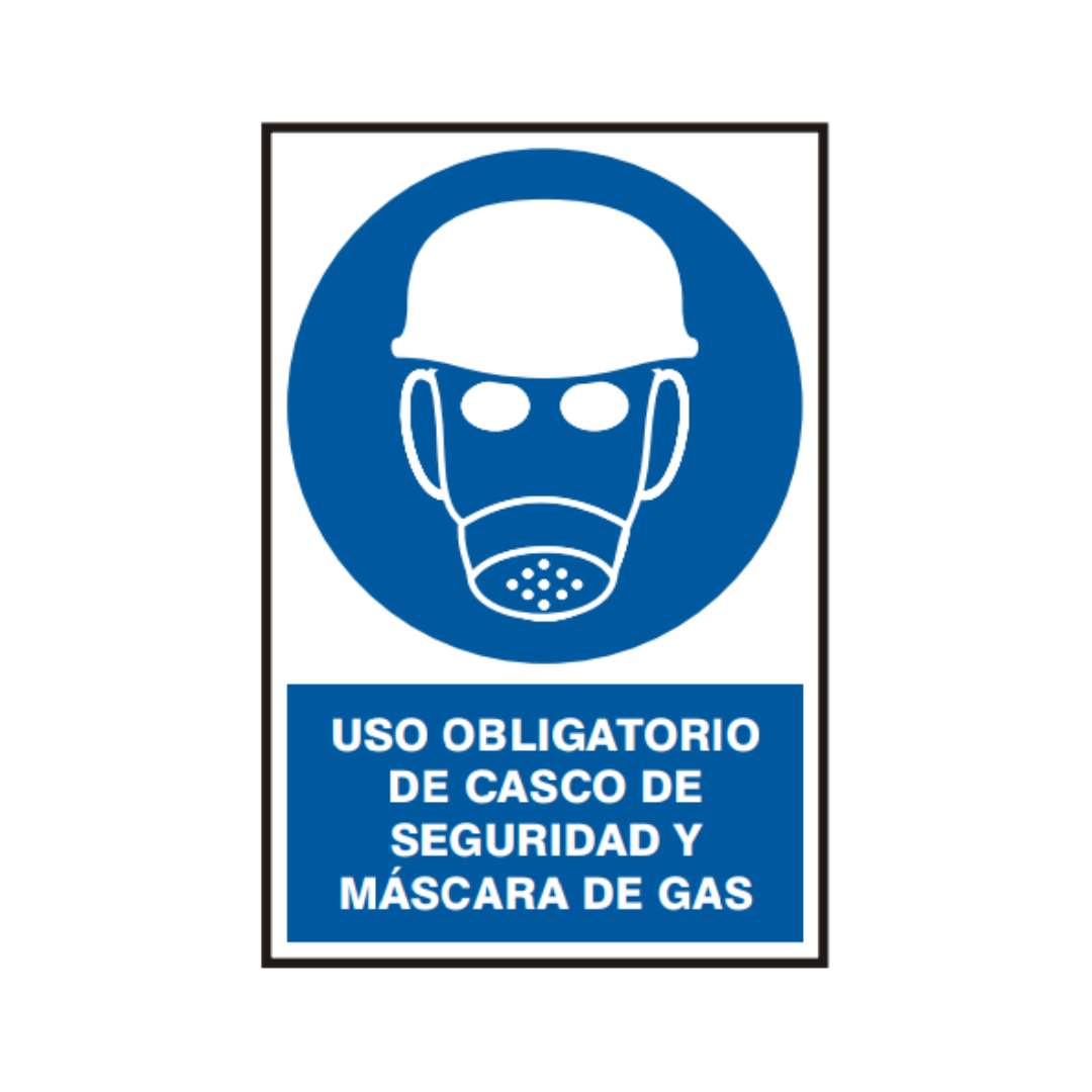 Señal vinil uso obligatorio de mascara de gas, protección auditiva