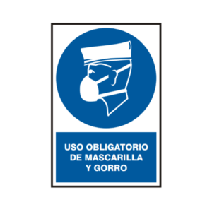 Señal vinil uso obligatorio de mascarilla y gorro