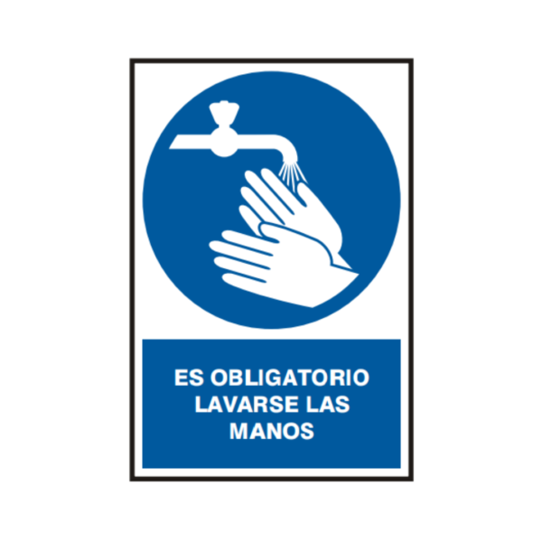 Señal vinil es obligatorio lavarse las manos