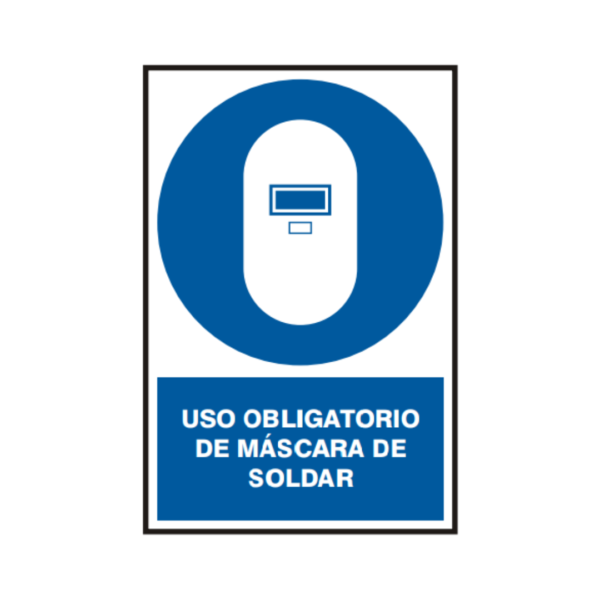 Señal vinil uso obligatorio de mascara de soldar