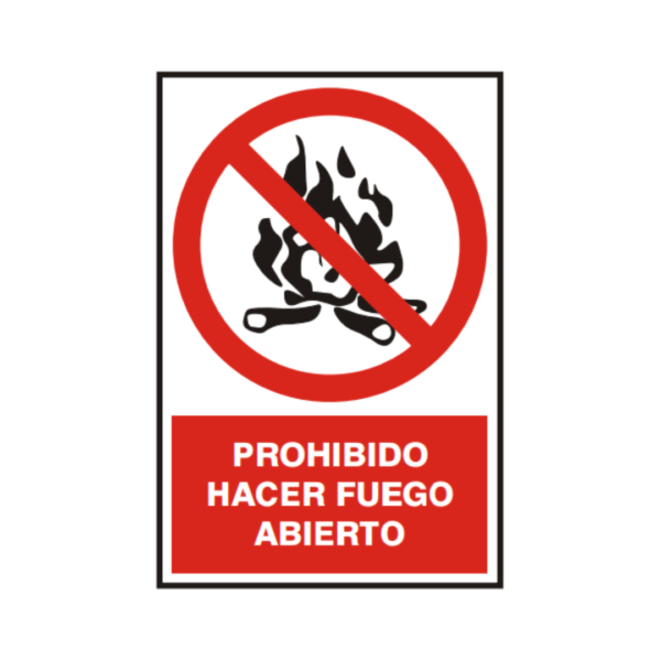 Señal vinil prohibido hacer fuego abierto