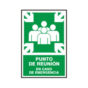 Señal vinil punto de reunión en caso de emergencia