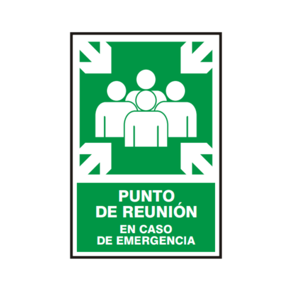 Señal vinil punto de reunión en caso de emergencia