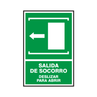 Señal vinil salida de socorro deslizar para abrir