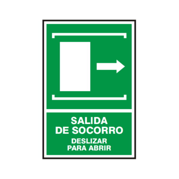 Señal vinil salida de socorro deslizar para abrir