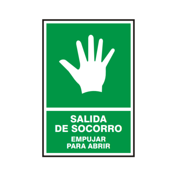 Señal vinil salida de socorro empujar para abrir