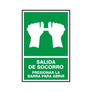 Señal vinil salida de socorro presionar la barra para abrir