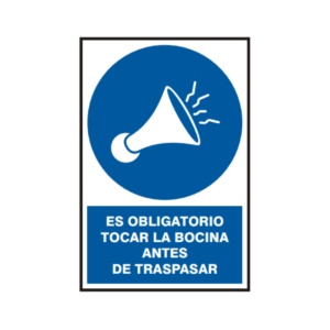 Señal vinil uso obligatorio tocar la bocina antes de traspasar