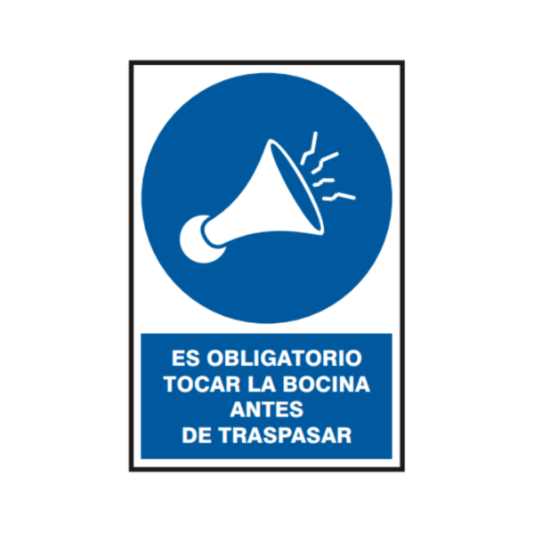 Señal vinil uso obligatorio tocar la bocina antes de traspasar