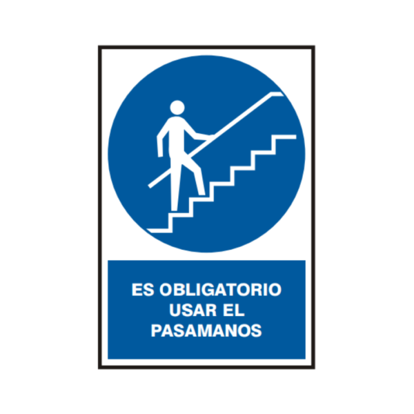 Señal vinil es obligatorio usar el pasamanos