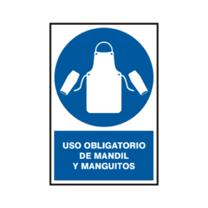 Señal vinil uso obligatorio de mandil y manguitos 