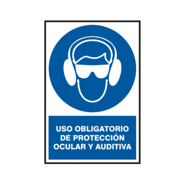 Señal vinil uso obligatorio de protección ocular y auditiva