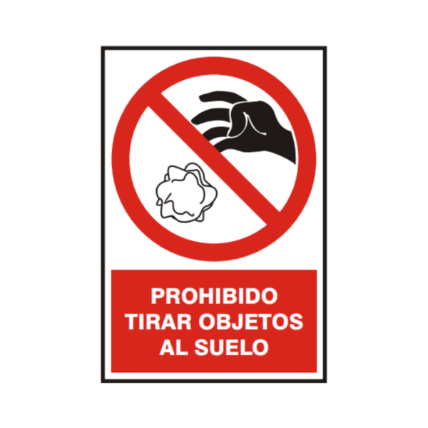 Señal vinil prohibido tirar objetos al suelo