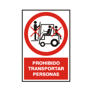 Señal vinil prohibido transportar personas