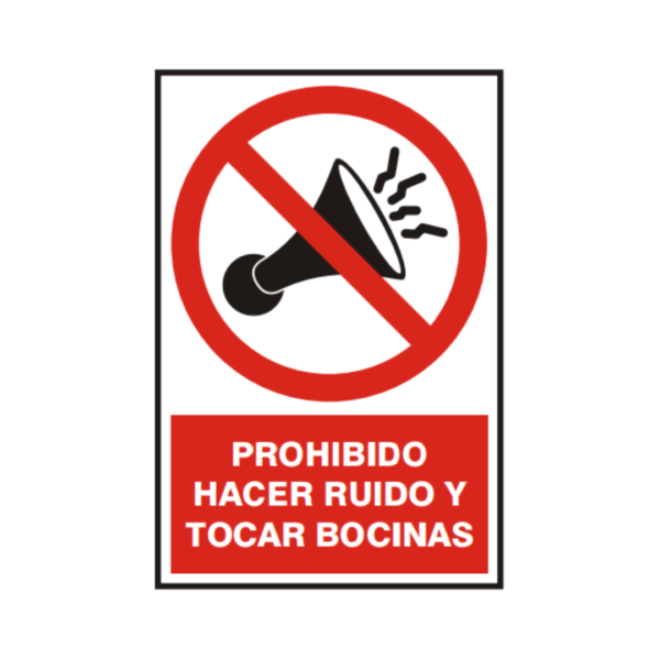 Señal vinil prohibido hacer ruido y tocar bocinas