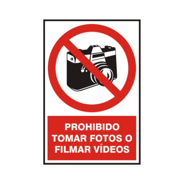Señal vinil prohibido tomar fotos o filmar vídeos