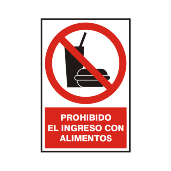 Señal vinil prohibido el ingreso con alimentos