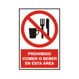 Señal vinil prohibido comer o beber en esta área