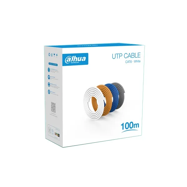 DAHUA PFM920I-6U-C-100 Cable UTP CAT 6 cobre 24AWG chaqueta blanco 100mts