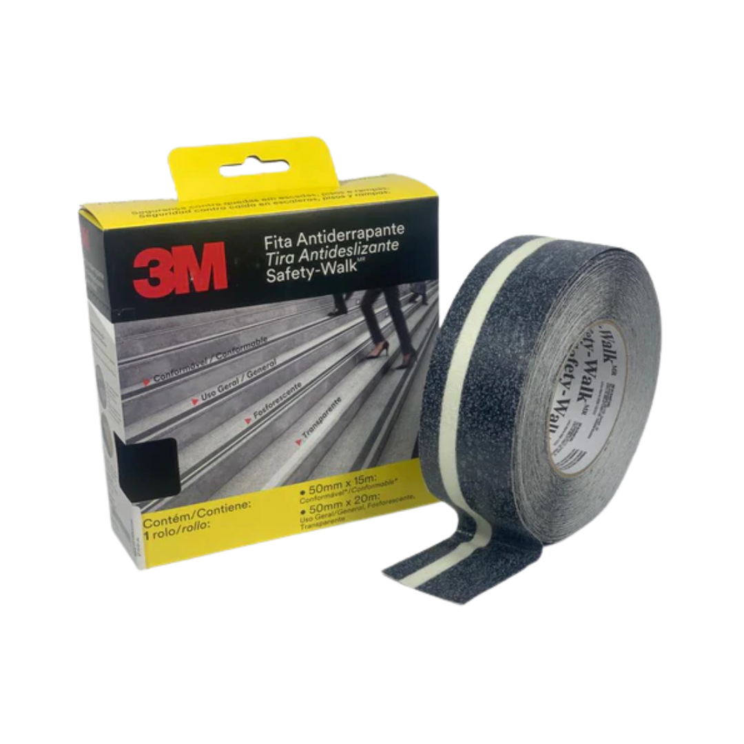 Cinta Antideslizante 3M™ Safety-Walk™ Uso General 690 Negra con Tira Fotoluminiscente 15.2 cm x 60.96 cm